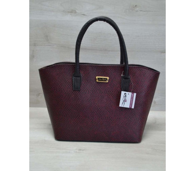 Класична жіноча сумка «Дві змійки» бордова змія, ручки чорні WeLassie