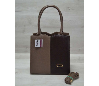 Класична жіноча сумка Трикутник кавового кольору з коричневим гладким WeLassie