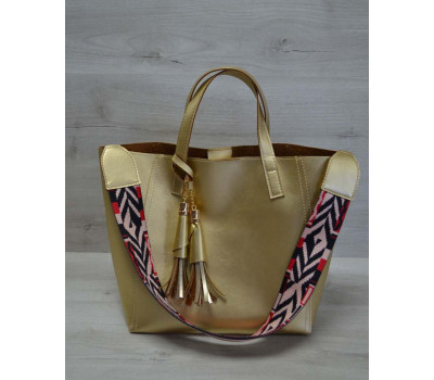 Жіноча сумка з еко-шкіри два в одному золотого кольору WeLassie