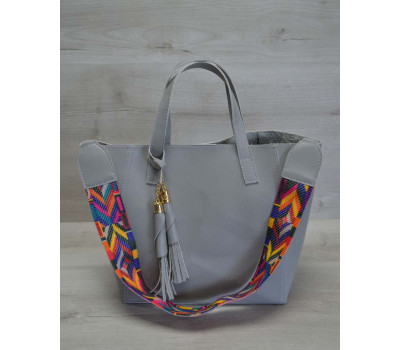 Жіноча сумка з еко-шкіри два в одному сірого кольору WeLassie