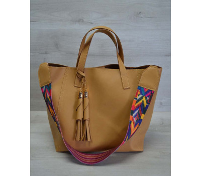 Жіноча сумка з еко-шкіри два в одному гірчичного кольору WeLassie