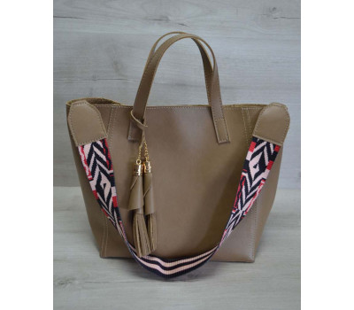 Жіноча сумка з еко-шкіри два в одному кавового кольору WeLassie