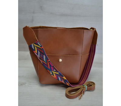 Жіноча сумка з еко-шкіри яскравий ремінь рудого кольору WeLassie