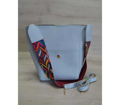 Жіноча сумка з еко-шкіри яскравий ремінь блакитного кольору WeLassie