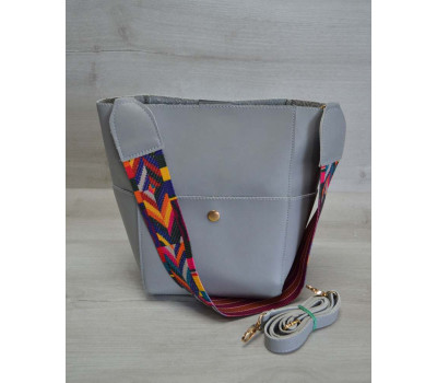 Жіноча сумка з еко-шкіри яскравий ремінь сірого кольору WeLassie