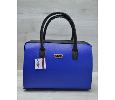 Каркасна жіноча сумка Саквояж електрик гладкий з чорними ручками WeLassie