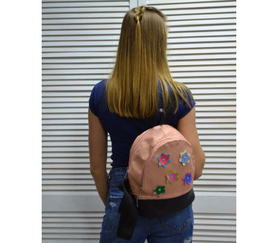 Рюкзак молодіжний «Квіточки» пудрового кольору WeLassie