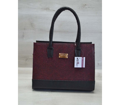 Каркасна жіноча сумка Селін бордова змія з гладким чорним WeLassie