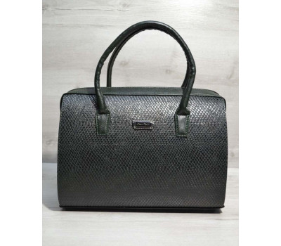 Каркасна жіноча сумка Саквояж зелена змія WeLassie