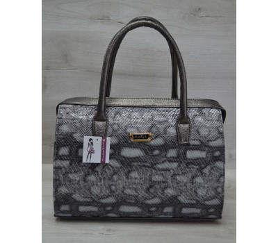 Каркасна жіноча сумка Саквояж металік змія WeLassie