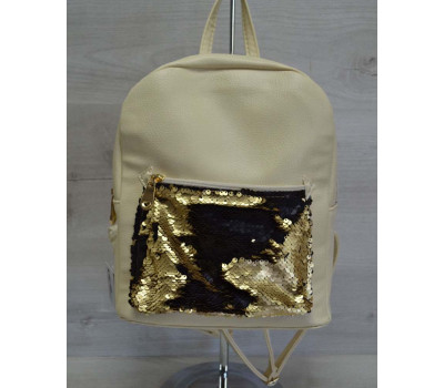 Рюкзак молодіжний «Паєтки» золото-чорний WeLassie