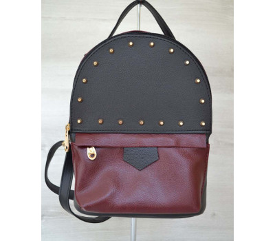 Рюкзак зверху шипи чорний c бордовим WeLassie