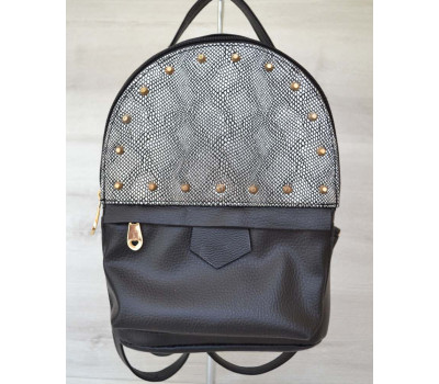 Рюкзак зверху шипи чорний зі сріблом WeLassie