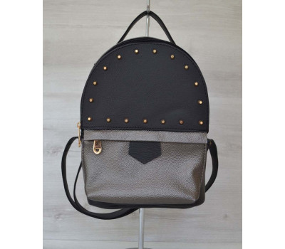 Рюкзак зверху шипи чорний з металиком WeLassie