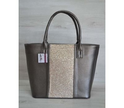 Сумка класична зі вставкою блискітки графитого кольору WeLassie