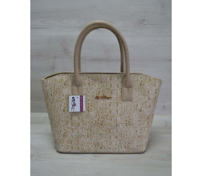 Класична жіноча сумка «Дві змійки» кавовий крокодил WeLassie