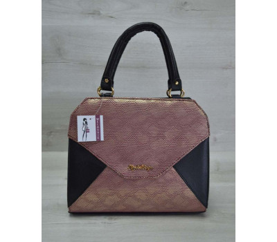 Жіноча сумка Конверт чорна з бордовим золотом WeLassie