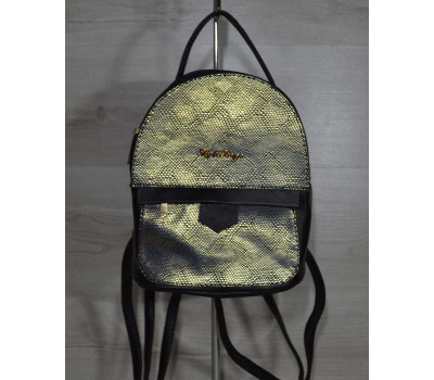 Рюкзак середнього розміру чорний з золотою вставкою WeLassie