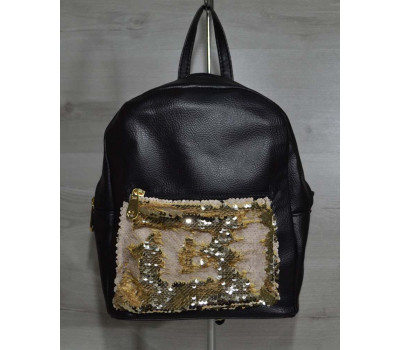 Рюкзак молодіжний «Паєтки» золото з бежевим WeLassie