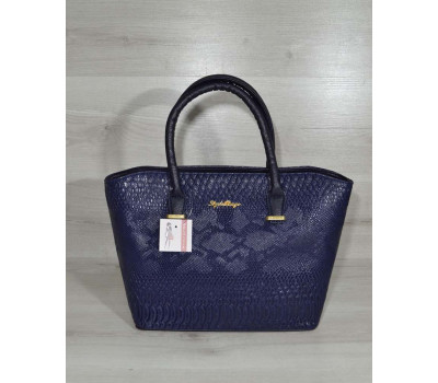 Класична жіноча сумка «Дві змійки “ синя рептилія WeLassie