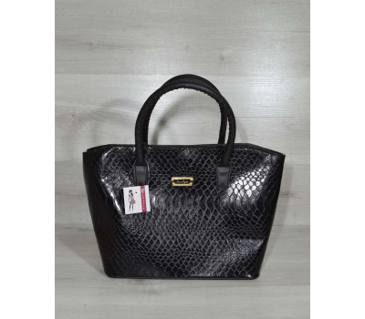 Класична жіноча сумка «Дві змійки» чорна кобра WeLassie