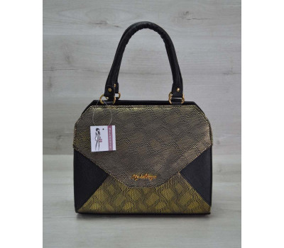 Жіноча сумка Конверт чорна з золотом WeLassie