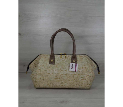 Класична жіноча сумка Олівія бежевий крокодил WeLassie