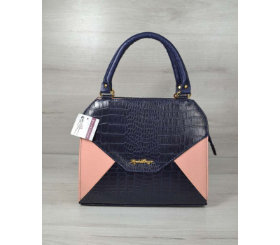 Жіноча сумка Конверт пудра з синьому крокодилом WeLassie
