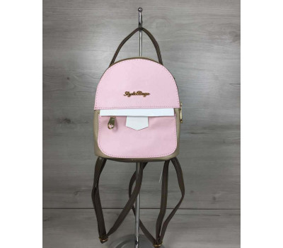 Сумка-рюкзак Маленький кавового кольору з рожевою вставкою WeLassie