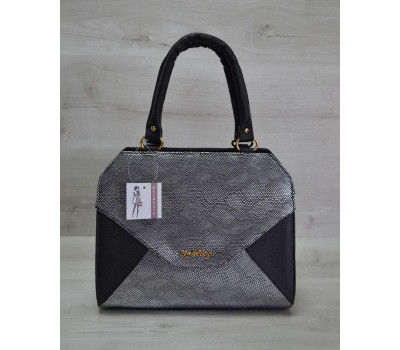 Жіноча сумка Конверт чорна зі сріблом WeLassie