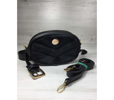 Жіноча сумка на пояс - клатч WeLassie чорного кольору чорний Оксамит WeLassie