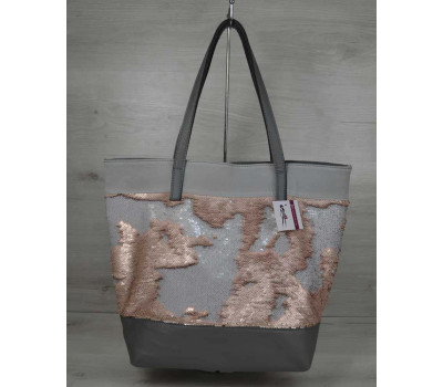 Сумка Гумка сірого кольору з Паєтками срібло-пудра WeLassie