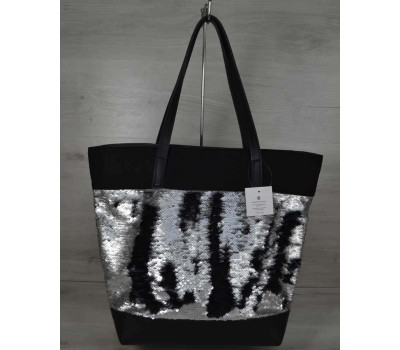 Сумка Гумка з Паєтками срібло-чорний WeLassie