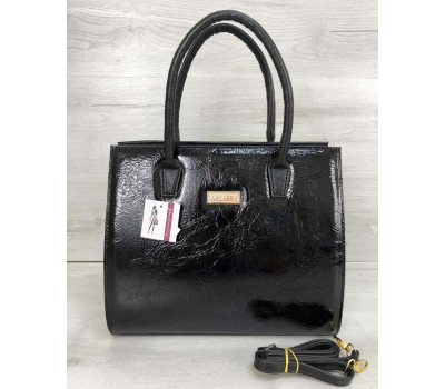 Жіноча сумка Бочонок чорний лак WeLassie