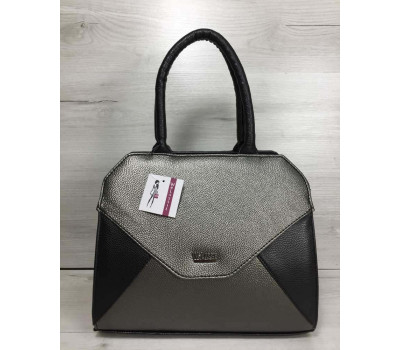 Жіноча сумка Конверт чорного кольору зі вставкою металік WeLassie