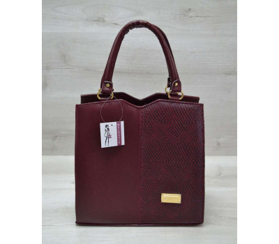 Класична жіноча сумка Трикутник бордового кольору з бордовим змією WeLassie