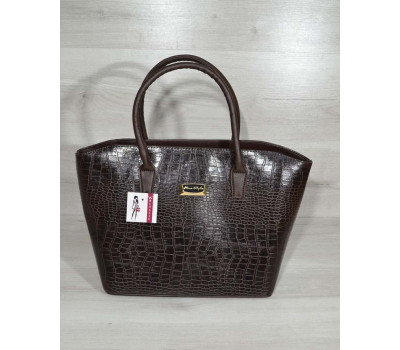 Класична жіноча сумка «Дві змійки» коричневий крокодил WeLassie