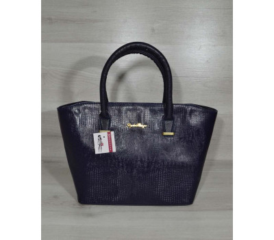 Класична жіноча сумка «Дві змійки “ синя рептилія лакова WeLassie