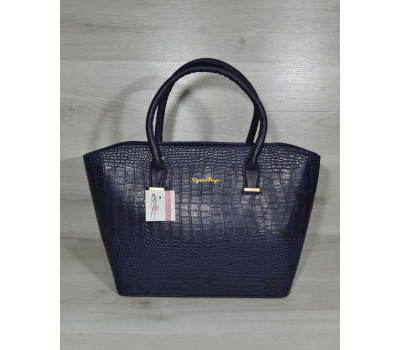 Класична жіноча сумка «Дві змійки» синій крокодил WeLassie