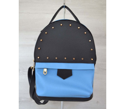 Рюкзак зверху шипи чорний c блакитним WeLassie
