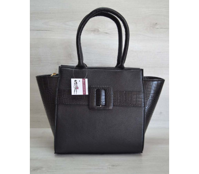 Бита пряжка «Ремінь» чорний крокодил з гладким чорним WeLassie