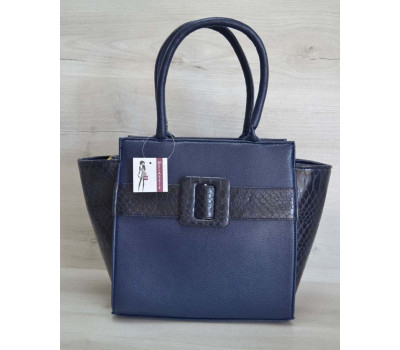 Бита пряжка «Ремінь» синій гладкий з синьою коброю WeLassie