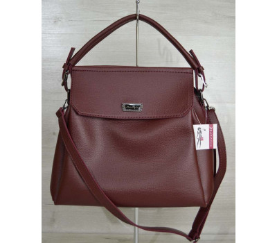 Сумка на три відділення бордового кольору (нікель) WeLassie