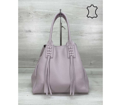 Шкіряна жіноча сумка-шоппер Akua фіолетова WeLassie