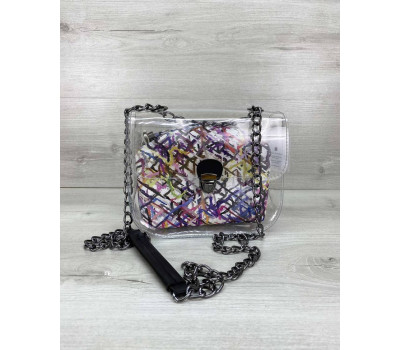 Сумка Селена силіконова з косметичкою біла абстракція WeLassie