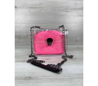Сумка Селена силіконова з рожевим неоновим косметичкою WeLassie