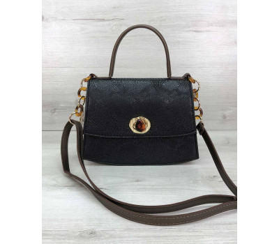 Сумка жіноча Бурштин чорна рептилія WeLassie