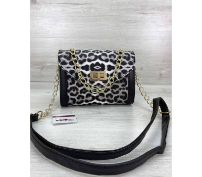 Жіноча сумка «Бэсс» чорно-білий леопард WeLassie