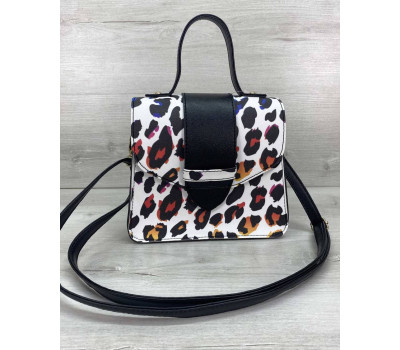 Сумка жіноча «Обі» чорно-білий леопард WeLassie