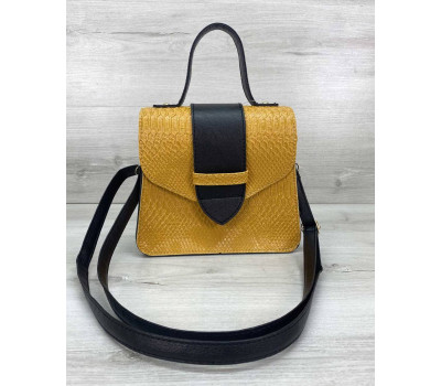 Жіноча сумка «Обі» чорна з гірчицею WeLassie